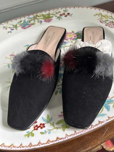 Patricia green slides mink pom - slides,