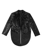 Kids Boys Shiny Sequin Tailcoat Blazer Party Suit Jacket Coat for Festival Dance