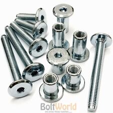 M6 FURNITURE JOINT CONNECTOR BOLT & CAP NUT - M4 ALLEN KEY HEAD - SHOP FITTINGS