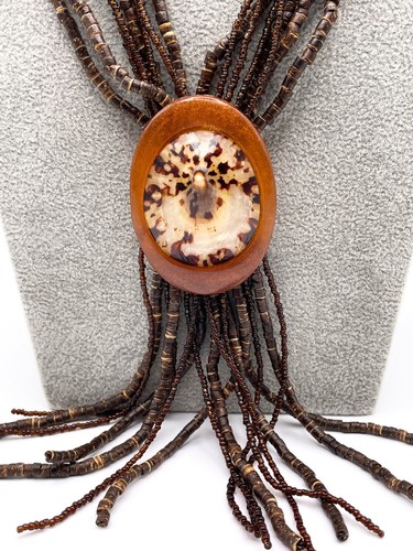 Brown seed bead statement - brown,