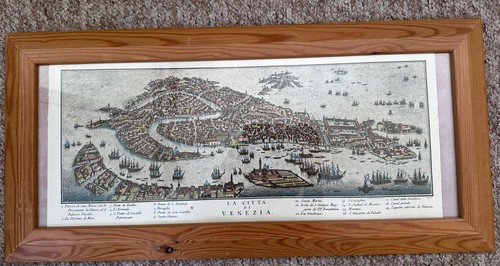 Vintage framed venice map - vintage,