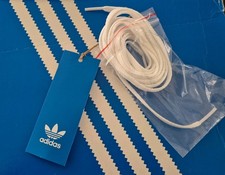 BNWT ADIDAS ORIGINALS FLAT WHITE TRAINER SHOE LACES SPARES TAKEN OFF TORINO