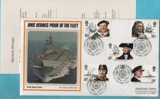 Maritime P P S Silk  Cover 1982 HMS Hermes First Day of Issue PORTSMOUTH