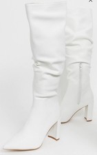 White High Heeled Knee Slouch