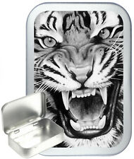 Wild Animal Silver Hinged Tobacco Tin, Cigarette Tin, Gift Box, pill tin, 50ml