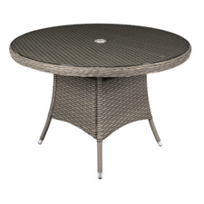 Dellonda DG66 Round Rattan Wicker Outdoor Garden Patio Dining Table Glass 110cmA