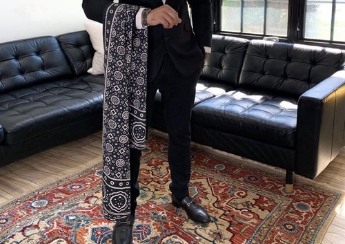 Black men ajrak shawl - men’s,