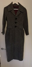 DSQUARED2 Women's Grey Tweed Single Breasted Long Wool Coat Size S,UK 8/10,IT 42