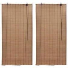 2 Roller Blinds Brown Bamboo