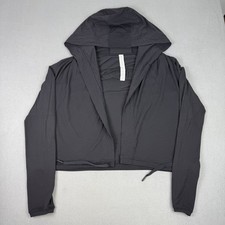 Lululemon Hoodie Womens UK 10 Black Ready To Rulu Wrap Sweater Lightweight Yoga