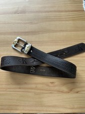 Calvin Klein CK Leather Belt Brown 95/40 Vintage Style Silver/Gold Buckle Used