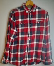Mens XL Red Checked Shirt Fletcher And Lowe Corduroy Cuffs Elbows Collar