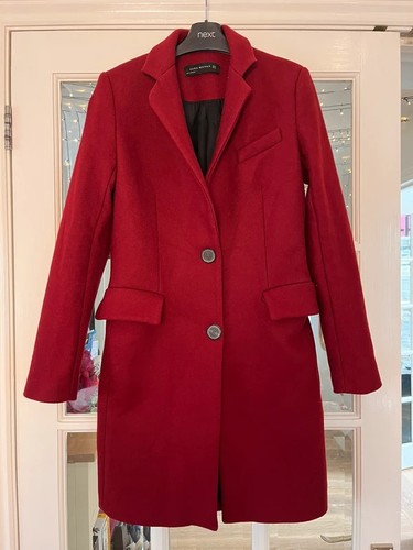 Zara red wool coat - wool, size