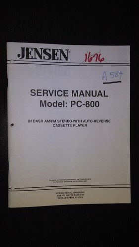 Jensen 800 service manual - jensen, pc-800