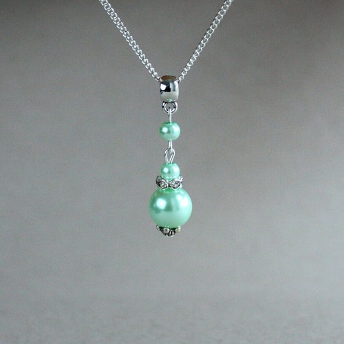 Mint green pearls silver