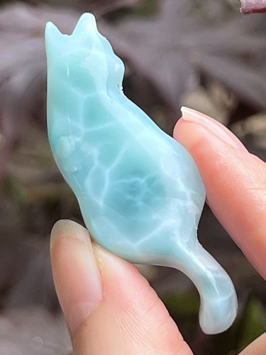 Larimar cat carving - larimar,
