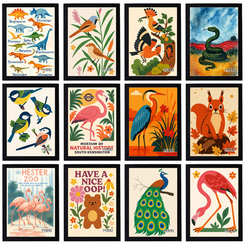 Vintage animals poster retro - poster,