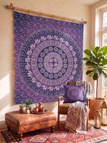 Purple elephant throw - elephant, cotton