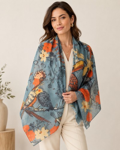 Powder tropical bird scarf - tropical,
