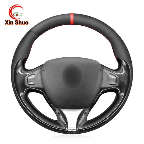 Black suede car steering wheel - car,