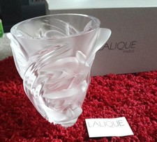 LALIQUE MARTINETS CRYSTAL VASE ,  #1230800 FRANCE SUPERB WITH BOX -OUTSTANDING