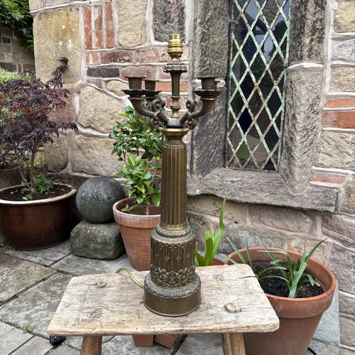 Large metal table - large, lamp