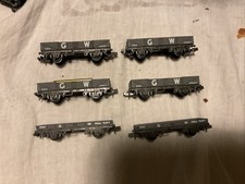 6 x Peco N Gauge GWR Grey Wagons - 4 X Tube Wagon, 2 X Plate Wagon