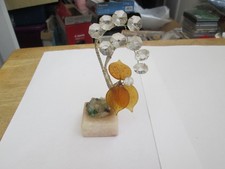 GLASS AND METAL TREE ORNAMENT ON A MARBLE BASE