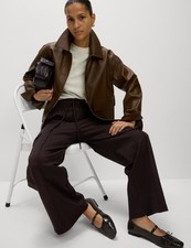 Marks & Spencer Womens Brown Viscose Cargo Women Trousers - M&S