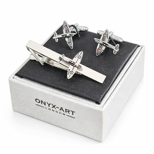 Spitfire cufflinks and tie - cufflinks, bar