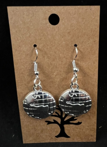 Silver world globe earrings - globe,