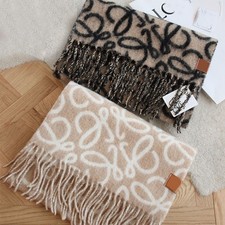 NEW Women's Anagram Letter Printed Scarf Alpaca Wool Long Shawl Classic Fashion