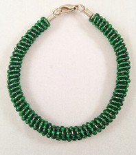 Unusual Handmade Shiny Forest Green Seed Beads Gizmo Bracelet