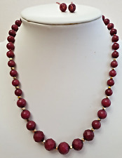 GORGEOUS LOLA ROSE DARK RED QUARTZ SEMI PRECIOUS GEMSTONE NECKLACE VGC 18" PLUS