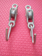 Heavy Duty 2 Washing Line Pulley & Hook - Galvanised Steel 35mm MULTIUSE