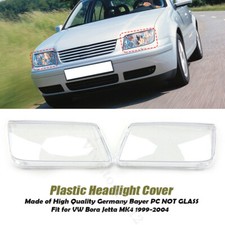 Pair Headlight Lens Cover Headlamp Replacement for VW Jetta MK4 Bora 1999-2004