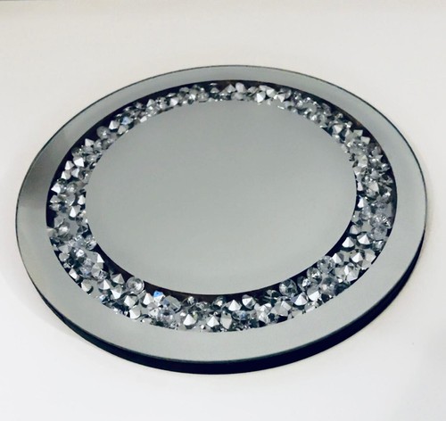 25cm diamonte mirrored candle - 25cm,