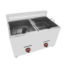 20L Commercial Gas LPG Fryer Stainless Steel Catering Frying Tool Double Tank