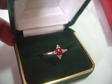 BEAUTIFUL SOLID SILVER & GP RING-THOMAS SABO-SPARKLY RED & WHITE STONES SIZE O