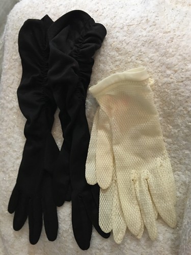Victorian gloves ivory black - gloves, &