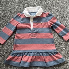 Ralph Lauren RARE Blue And Pink Girls cotton polo t-shirt dress 6 months vgc