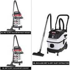 Excel 30L Dust Extractor Wet & Dry Vacuum Cleaner Water Dirt Blower HEPA 240V