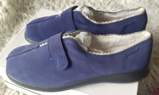 Hotter COMFORT CONCEPT Serene Suede Slipper Shoes BLUEBERRY FLEECE LINED NEW 6