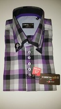 Mens 7 Camicie CHECK PURPLE