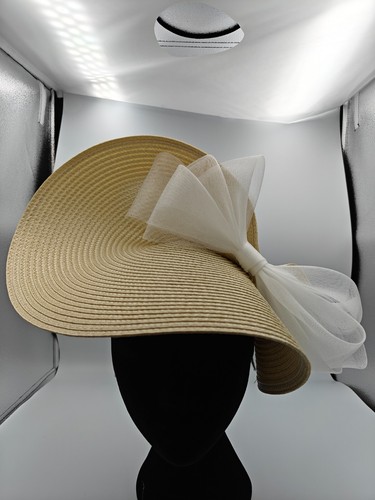 Cream white large straw - white,