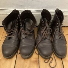 2x Pairs Wills Vegan Shoes Mens Work Boots Brown Size UK 8 EU 42 Spare Or Repair