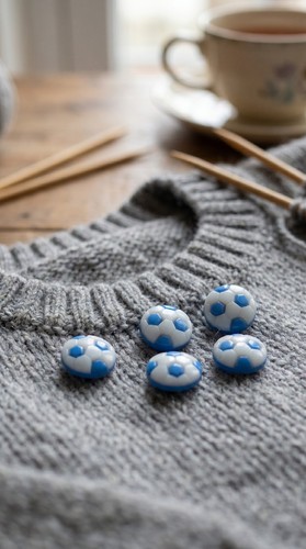 13mm blue and white football - and,