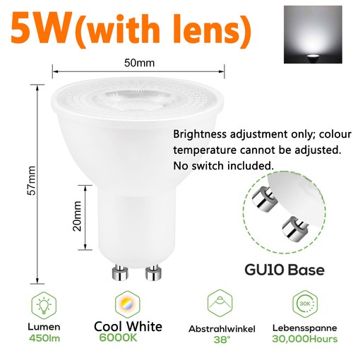 100x led gu10 light bulbs - 4-100x, 5w
