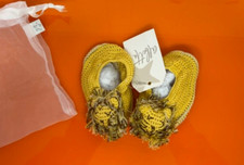 Albetta Crochet Leo Lion Baby Booties, 0-6 Months, New, B7,8657