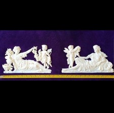  LARGE FRENCH ANTIQUE LOUIS XVI WHITE RESIN WALL DOOR DECOR PEDIMENT MOULDING